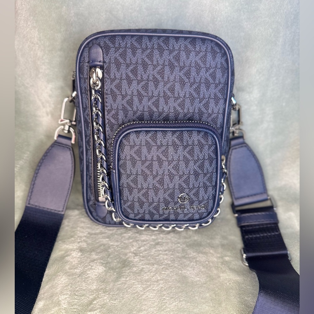 Michael Kors unisex Blue Signature Logo Crossbody Bag small Jet set